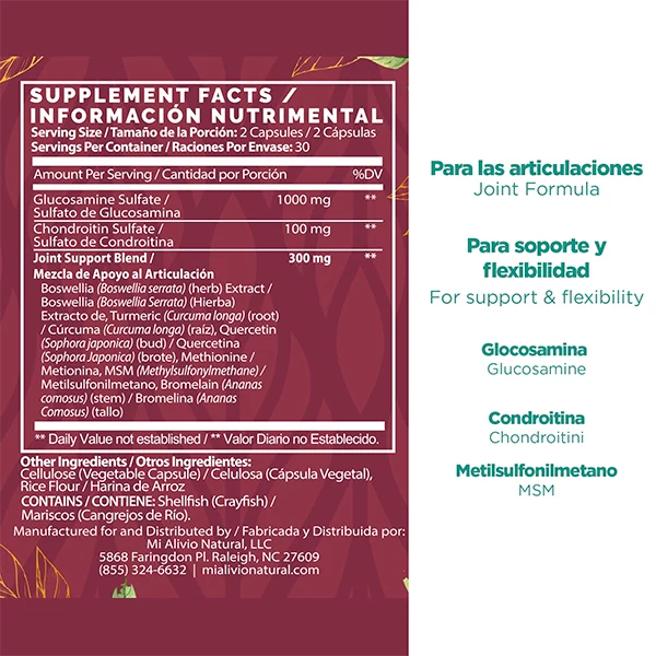 Joint Formula | Con Glucosamina, MSM y Extractos Botánicos